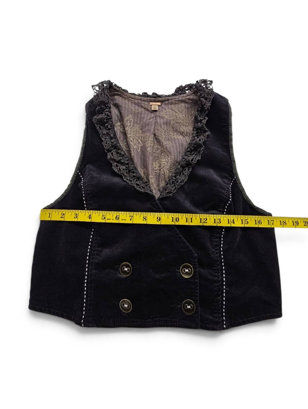 Free People Velvet Lace Cropped Vest Purple Size 10 - Picture 5 of 7